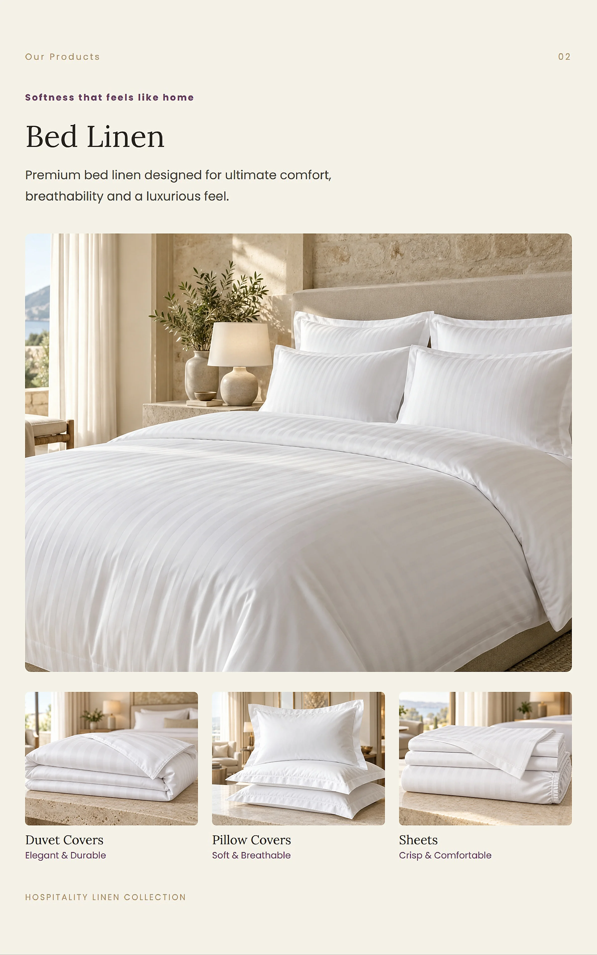 Catalogue page 3: Bed linen - duvet covers, pillow covers and sheets
