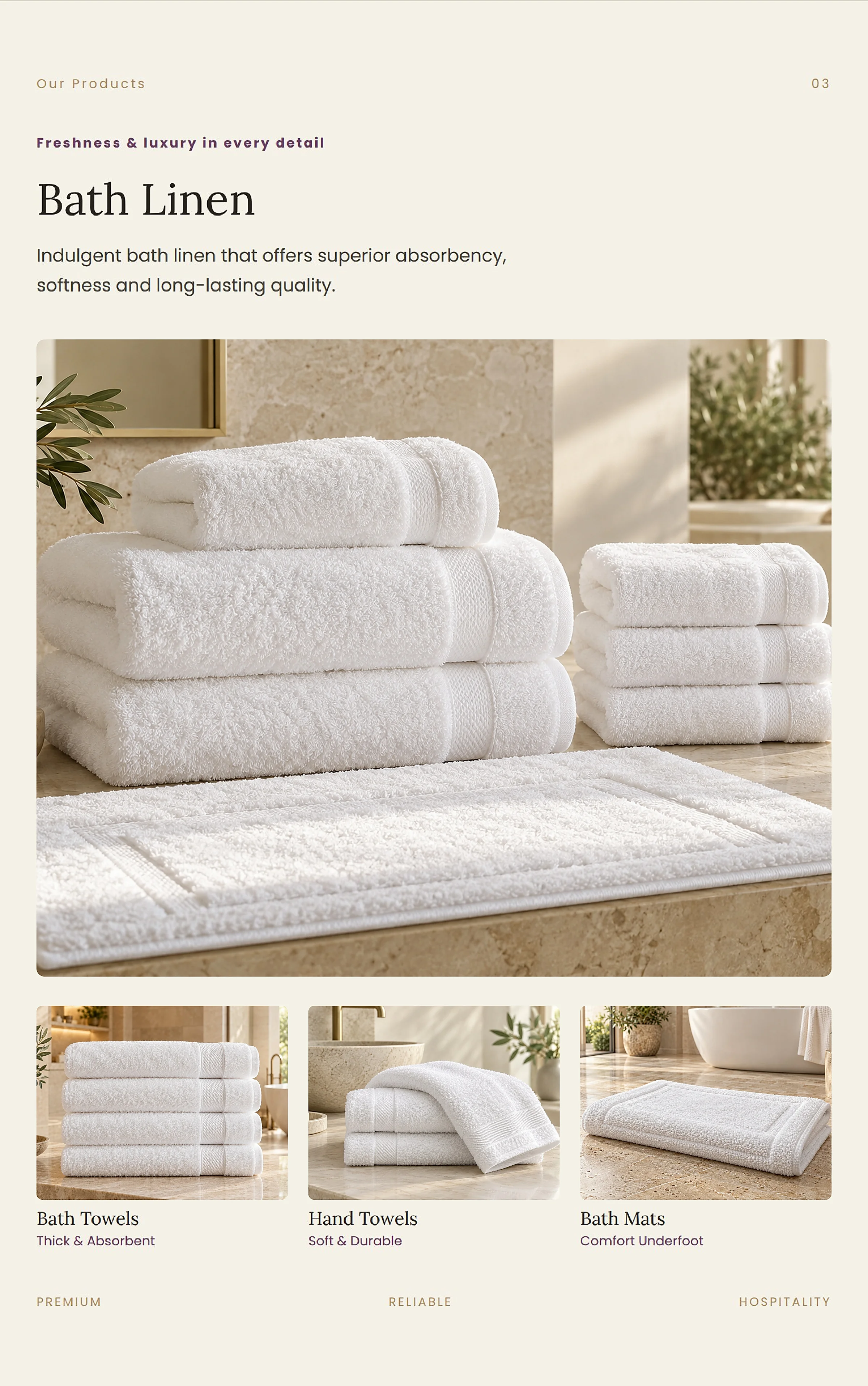Catalogue page 4: Bath linen - bath towels, hand towels and bath mats